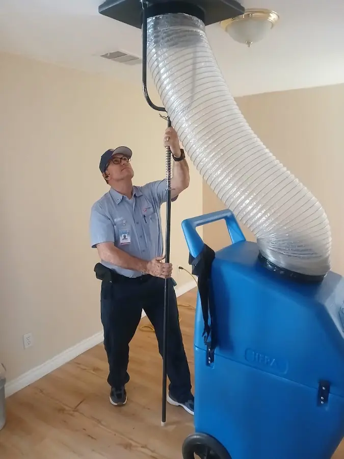 Mini Split Installation technician using HEPA equipment in Bell Gardens